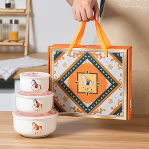 IStapromo Gifts Three-Piece Ceramic Food Storage Bowl <b>Set</b>, Sealed Bowls, Gift Bowl Gift Box <b>Set</b> - Product Image 3