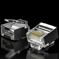 Conector Modular RJ45 8P8C Chapado en Oro de Alta Calidad de 50U, Conector de Cabeza de Cristal para Red Ethernet Cat5e Cat5 Cat6