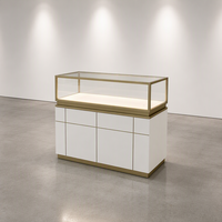 Vitrine d'exposition de bijoux en verre trempé de style moderne, en métal et en contreplaqué MDF, avec éclairage LED