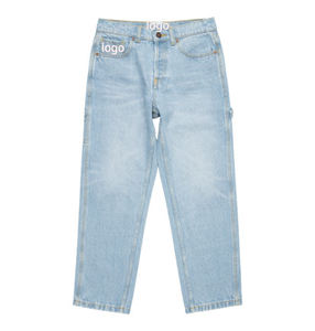 Celana Denim anak laki-laki, baju Denim Baggy Fit batu dicuci kargo tukang kayu muda remaja laki-laki - Product Image 2