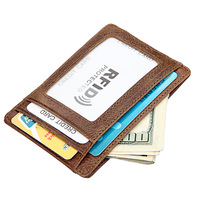 Gran oferta, Clip de dinero de cuero genuino clásico, Cartera de tarjeta de bloque Rfid, Clip de dinero magnético, tarjetero de autobús