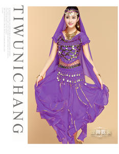 Jh519 tissu écharpe en mousseline de soie 6 pièces pour filles adultes Performance princesse ensembles de vêtements 2025 indien danse du ventre Topknot et <span class=keywords><strong>fleur</strong></span> - Product Image 6