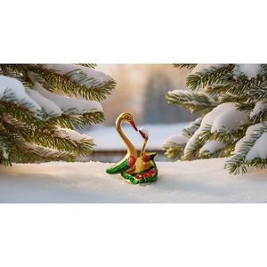 PARIJAT HANDICRAFT Aluminium Paire Kissing Duck Statue Multicolore Peint Vastu Sculpture Décorative pour Maison Bureau Table Bureau - Product Image 2