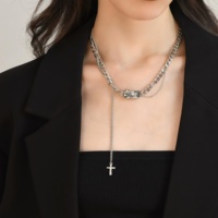 Collier à double chaîne en titane, design de niche de style américain, tendance, style chinois, unisexe, cadeau pour couples
