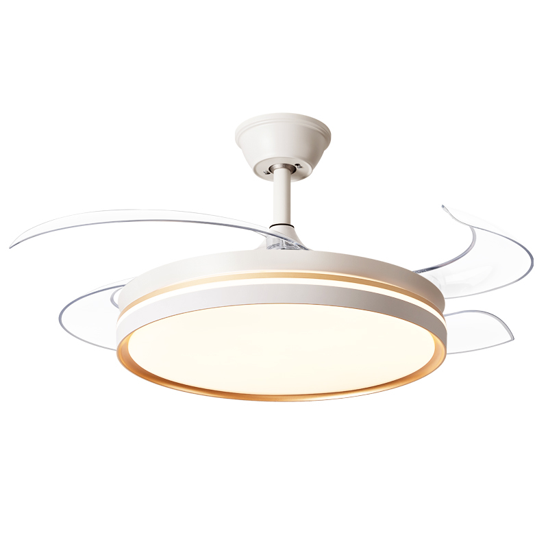Factory Price Bedroom Dining Room Smart Led White Ceiling Ceiling Fan Retractable 48 Inch with and Light with Fan Lamp 2025