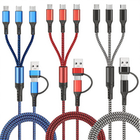 Kabel Data USB Type C 3 in 1 3A Pengisian Cepat, Aluminium & Tembaga Murni dengan Jalinan Nilon 1m untuk Ponsel, Laris Terjual