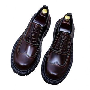 High-heel <b>Platform</b> <b>Oxford</b> Shoes Business Formal Genuine Leather Upper Anti-Slippery Deodorization Massage Men's Office & Career - Product Image 5
