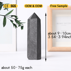 Venta al por mayor de torres de piedra de cuarzo natural de cristal pulido prismas hexagonales Schungite puntos de cristal para la curación - Product Image 1