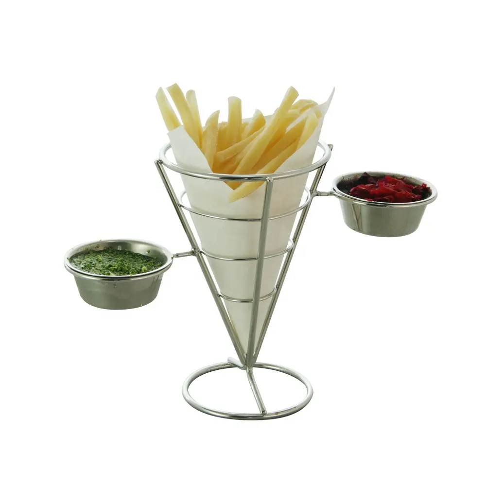 Stainless Steel French Fry Stand Cone Basket Fries Holder