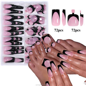 144 faux ongles courts carrés en forme d'amande en ABS, couleur rose nude, pour les ongles des pieds et des doigts, à presser - Product Image 2