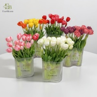 Bouquet de mariée en tulipes artificielles en PVC de haute qualité, toucher réel, tulipes en silicone pour la décoration de mariage et de la maison, directement de l'usine