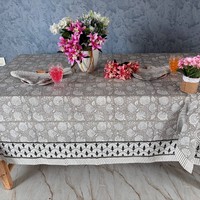 Nappes Rectangulaires en Coton Faites à la Main avec Motifs Floraux Imprimés au Bloc, Personnalisables, Durables et Écologiques – Vente en Gros