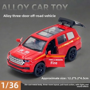 Camion de police et de pompiers, véhicule de sécurité publique, jouet pour enfants, son et lumières, modè<span class=keywords><strong>le</strong></span> en alliage, voiture à rétrofriction 1:36 - Product Image 2