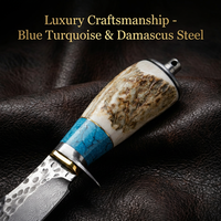 Couteau tactique à lame fixe en acier Damas personnalisé, couteau droit pour le camping, la chasse et la survie en plein air, avec étui en cuir F0105