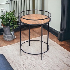 Modern Luxury <b>Brown</b> Custom Shaped Wood & Metal Coffee Side <b>Table</b> Snack End <b>Table</b> for Living Room Bedroom Kitchen Cheap Price - Product Image 6