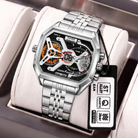 SABR – montre de luxe à quartz pour hommes, plusieurs fuseaux horaires, en acier inoxydable, étanche, avec alarme, montre de Sport, chronographe argenté et bleu