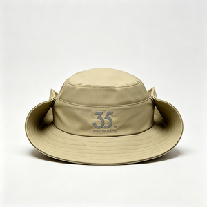 Chapeau de safari extérieur en maille respirante kaki à large bord, protection UV, avec sangle de menton réglable, unisexe, imprimé lettres - Product Image 6