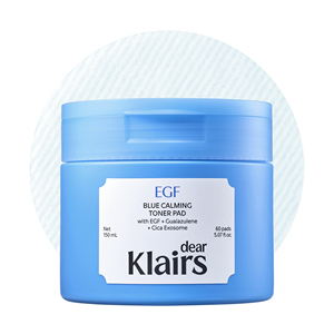[Dear,Klairs] แผ่นโทนเนอร์ EGF Blue Calming แบบสองด้าน 60 แผ่น สำหรับการผลัดเซลล์ผิวอย่างอ่อนโยนและเติมความชุ่มชื้น - Product Image 1
