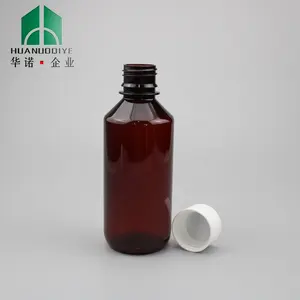 PET Trắng Pet Nhựa Tamper Proof Tùy Chỉnh Thực Hiện Màu CN;ZHE Chai Xi-rô Uống 240Ml Promethazine Màu Hổ Phách 8Oz Màn Hình In Ấn