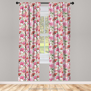 Cortinas Florales Rosas con Estampado de Flores, Cortinas Rosas Estilo Shabby Chic, Cortinas Florales <span class=keywords><strong>Coquetas</strong></span> que Filtran la Luz <span class=keywords><strong>para</strong></span> Sala de Estar - Product Image 1