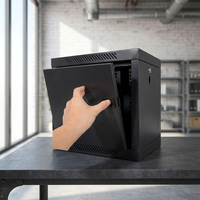 Kabinet Server Dinding Dua Bagian 19-inci 12U Hitam Buatan Zhejiang, Baja SPCC Cold Rolled, Standar ANSI/EIA RS-310-D ETSI