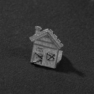 Mode hommes anneaux or argent couleur <span class=keywords><strong>maison</strong></span> anneau glacé Bling pavé Zircon géométrie anneau breloques fête cadeau quotidien - Product Image 5