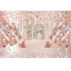 Oro Rosa Feliz 18 cumpleaños telón de fondo decoración globo Rosa diamante 18 años fiesta fotografía Fondo Sweet18 <span class=keywords><strong>Banner</strong></span> - Product Image 1