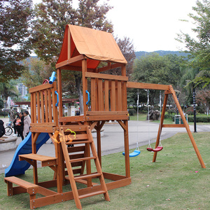 屋外の子供たちの庭木製の子供たちのスイングとスライドの遊び場 - Product Image 3