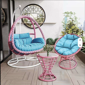 Hanging Egg <b>Chair</b> Swing With Steel Stand Set - All Weather Construction - Wicker Rattan Swing - Large Basket Design <b>Hammock</b> - Product Image 3