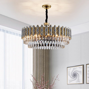 Lustre moderne vintage en cristal noir pour salon, LED, luxe, acier inoxydable, escalier - Product Image 2