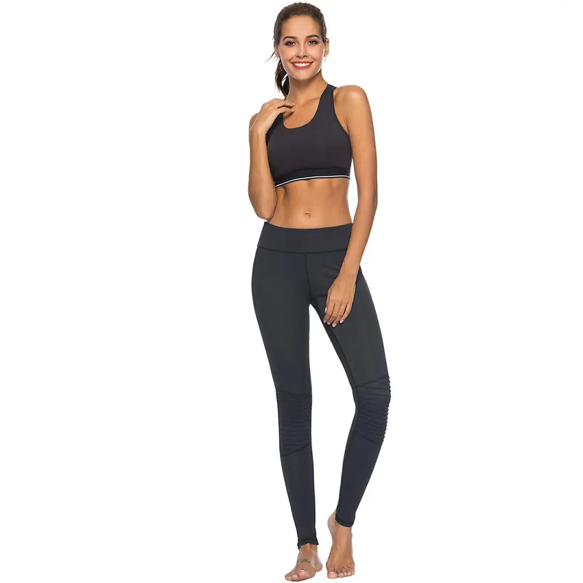 Calças de yoga femininas com bolsos, calças leggings com cintura alta e controle de barriga, não transparente, para treino