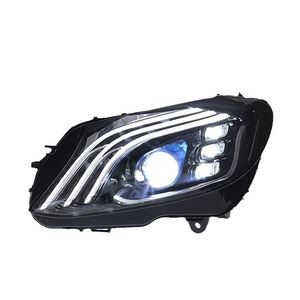 Đèn chạy ban ngày kiểu Maybach <span class=keywords><strong>LED</strong></span> cho Mercedes-Benz C-Class W205 15-21, mới, 12V, ba thanh, lắp ráp đèn pha bóng H4 - Product Image 5