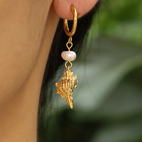 Boucles d'oreilles créoles Gaovo esthétiques en forme de coquillage marin, en acier inoxydable plaqué or PVD, style vacances à la plage, bijoux de mode pour femmes
