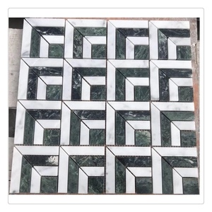 Carrelage de mosaïque de <span class=keywords><strong>géométrie</strong></span> Carlyle Carrelage carré en marbre blanc de Carrare aiguisé - Product Image 2