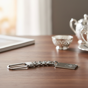 Portachiavi in Argento 925 con Anemone, Catena Portachiavi in Metallo - Product Image 3