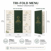 Impressions personnalisées de menus alimentaires sur papier artistique, prospectus pour boulangeries et pâtisseries, menus de magasin pliés en trois