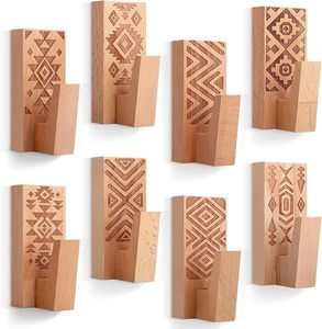 Bohémien in legno da parete ganci <span class=keywords><strong>adesivi</strong></span> da parete per abbigliamento cappello giacca asciugamani chiavi arredamento senza danni - Product Image 1