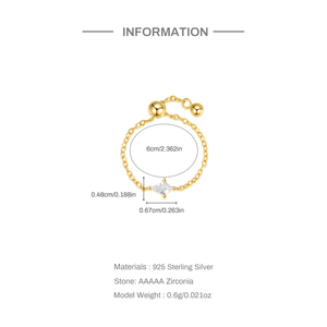 แหวนปรับขนาดได้ MINI RING KITE ZIRCON ทอง 18K เงิน 925 แฟชั่น แหวนขายดี - Product Image 6