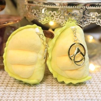 Peluche Durian de 4 pouces avec porte-clés métallique et picots doux pour la Saint-Valentin et la décoration de sac