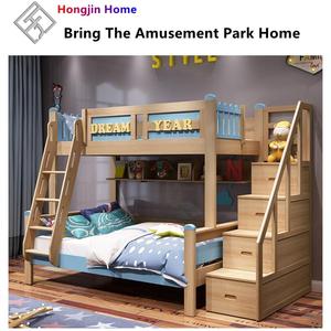 Holz-Kinderzimmermöbel: Hochbett im Burg-Stil mit Rutsche, Schubladen, Treppe, Schreibtisch und Regalen - Product Image 4