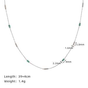 ターコイズビーズチョーカーネックレスミントブルービーズ層状ステンレス鋼チェーンノンターニッシュネックレス女性用ジュエリー - Product Image 6