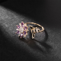 Bague ajustable pour filles en Zircon cubique, anneau ouvert en fleur d'abeille, nouvelle collection