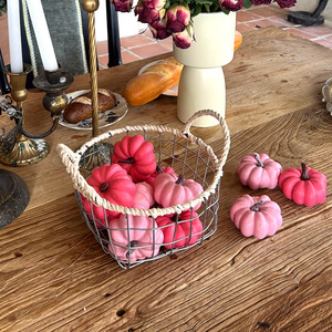 Decoraciones de calabaza rosa artificial de 7.5 pulgadas en rosa claro y oscuro, reutilizables, para decoración de mesa de hogar en interiores para el Día de Acción de Gracias. - Product Image 2