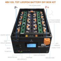 Boîtier de batterie Lifepo4 DIY EEL 48V 16S avec WIFI BT 200A 2A, équilibrage actif, onduleur intelligent ET BMS pour système de stockage d'énergie solaire ESS