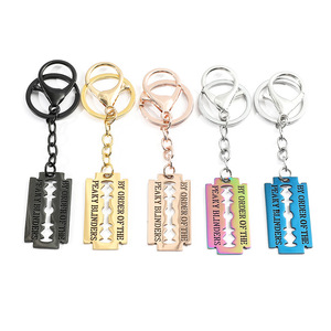 Móc chìa khóa thép không gỉ đồng bằng lưỡi Mặt dây chuyền Keychain đóng dấu văn bản vòng dây bản lề Hoop dangle Mặt dây chuyền vòng chìa khóa - Product Image 5