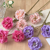 Longue fleur artificielle en soie à 3 têtes, type boule de neige, avec tige haute, pour arrangements de mariage et entrées