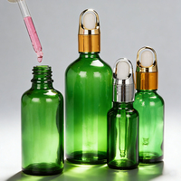 Bouteilles en verre vert personnalisables de 15 ml et 30 ml, étanches à la lumière, réutilisables, contenants pour huiles essentielles, pots cosmétiques personnalisés, pots d'aromathérapie