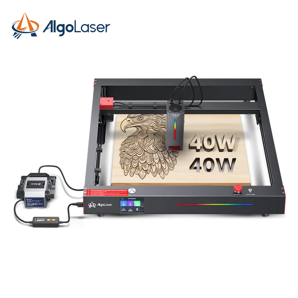 DIY etiketleri gravür için Algolaser 40W lazer kesme makinesi 3D lazer oyma makinesi