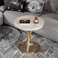 Table basse de luxe moderne avec plateau en marbre, tabouret métallique portable, durable et écologique pour salon, canapés, lits, chambres et usage hôtelier