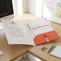Pochette porte-documents en papier imprimée en couleur personnalisée avec logo sur mesure pour factures et documents professionnels
